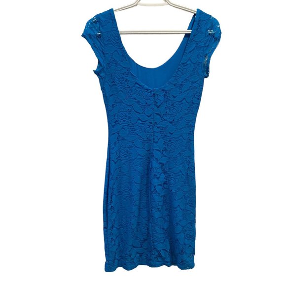 CASTRO  Blue Lace Detail Mini Dress Size XS - Picture 2 of 6